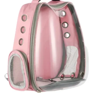 Mochila De Transporte Pet Visão 360 Gato Cão Cor Rosa Deko
